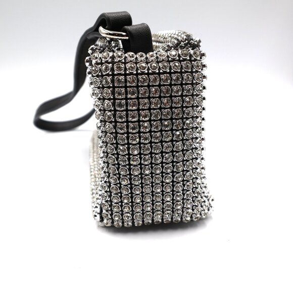 Rhinestone Evening Purse Silver & Black- Gorgeous! - Picture 5 of 10